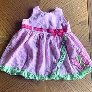 Rare Editions Pink & White Seersucker Summer Dress